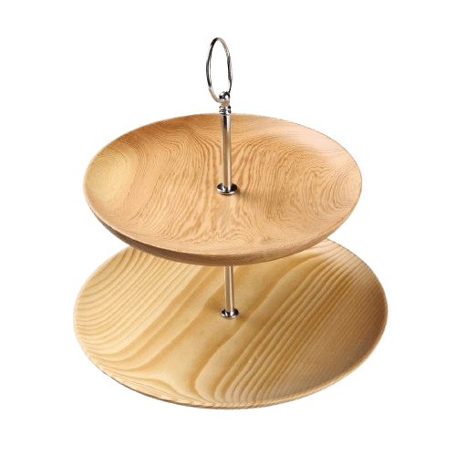 WOOD & ALUMINIUM BIG CAKE STAND ROUND (NATURAL)